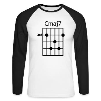 Chord diagram Cmaj7 - Unisex Baseballshirt langarm - Weiß/Schwarz - Vorne - Nik (191cm)