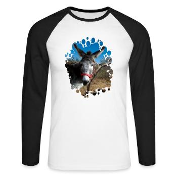 Donkey - Unisex Baseballshirt langarm - Weiß/Schwarz - Vorne - Nik (191cm)