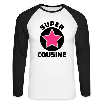 super cousine (v.5) - T-shirt baseball manches longues Homme - blanc/noir - Devant - Nik (191cm)