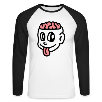 Crazy boy - cerveau - T-shirt baseball manches longues Homme - blanc/noir - Devant - Nik (191cm)