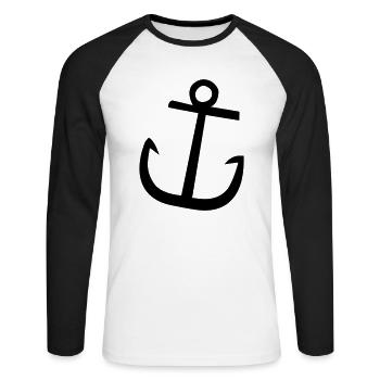 DE - Anker - Unisex Baseballshirt langarm - Weiß/Schwarz - Vorne - Nik (191cm)