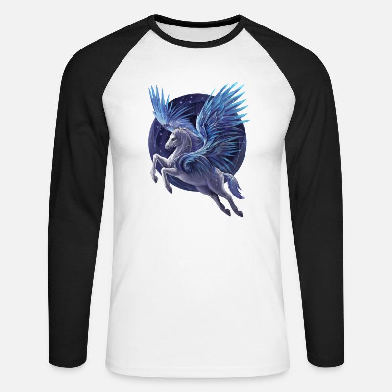 Pegasus - Unisex Baseballshirt langarm - Weiß/Schwarz