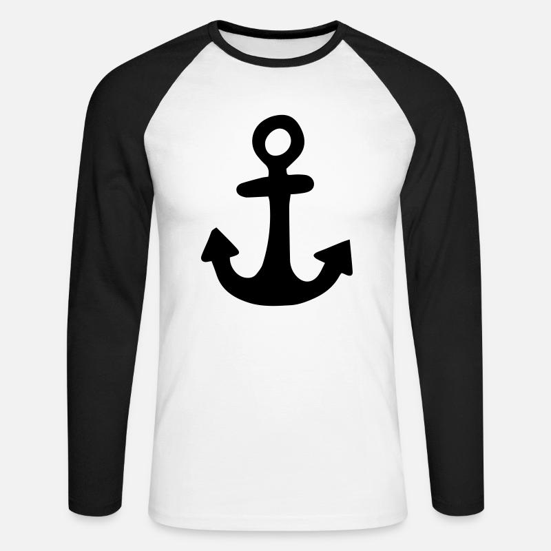 Anker,Schiffsanker,Seemann,Schiff,Boot,Seefahrt, - Unisex Baseballshirt langarm - Weiß/Schwarz