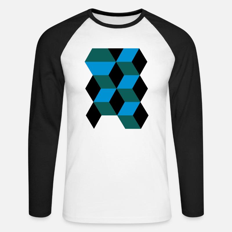 3D Muster Cubes - Unisex Baseballshirt langarm - Weiß/Schwarz