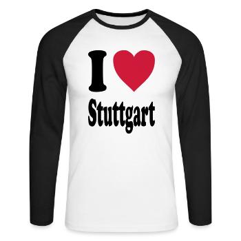 I love Stuttgart - Unisex Long Sleeve Baseball T-Shirt - white/black - Front - Nik (191cm)
