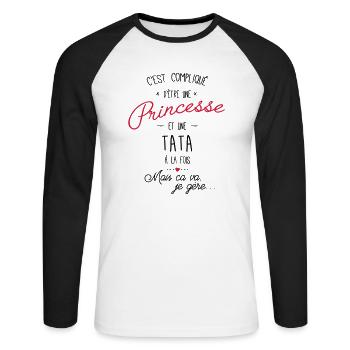 princesse et tata - T-shirt baseball manches longues Homme - blanc/noir - Devant - Nik (191cm)