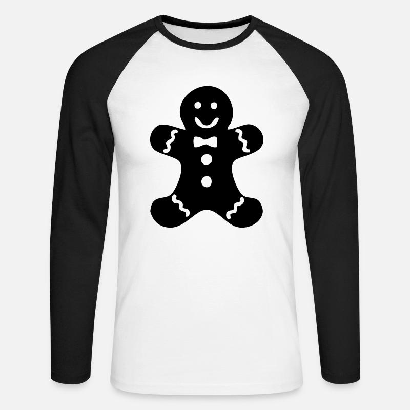 lebkuchenmann 2 - Unisex Baseballshirt langarm - Weiß/Schwarz