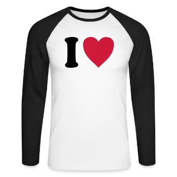I love BOYS - Unisex Long Sleeve Baseball T-Shirt - white/black - Front - Nik (191cm)