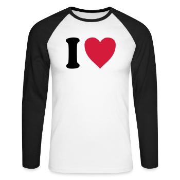 I love TRUCKS (colors selectable!) - Unisex Long Sleeve Baseball T-Shirt - white/black - Front - Nik (191cm)