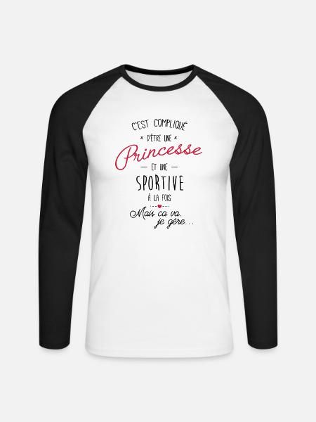 Princesse et sportive - T-shirt baseball manches longues Homme - blanc/noir