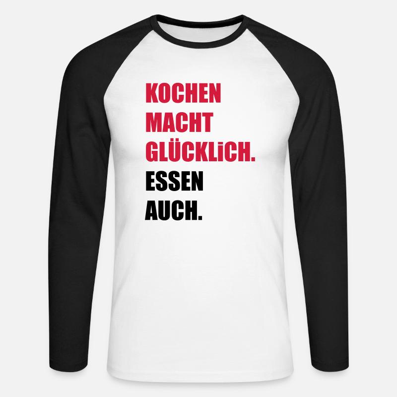 kochen - Unisex Baseballshirt langarm - Weiß/Schwarz