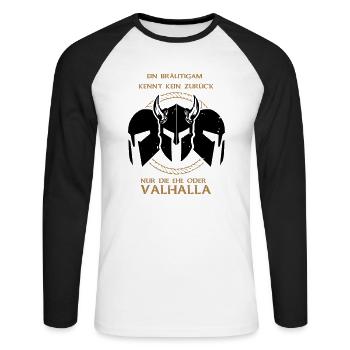 Valhalla Junggesellenabschied - Unisex Baseballshirt langarm - Weiß/Schwarz - Vorne - Nik (191cm)