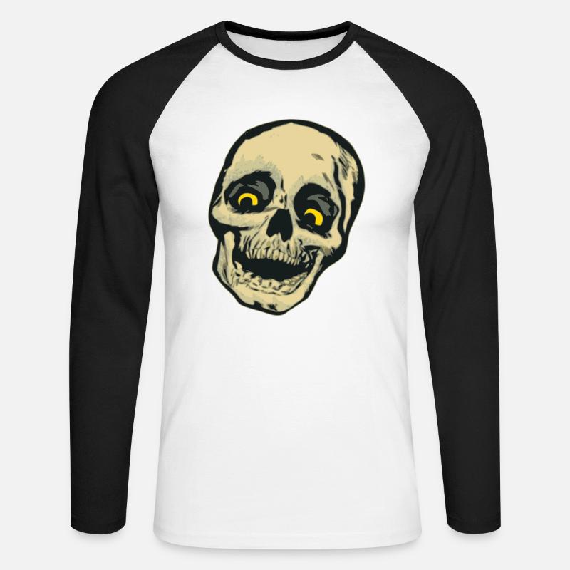 Totenkopf Comic Geschenk - Unisex Baseballshirt langarm - Weiß/Schwarz
