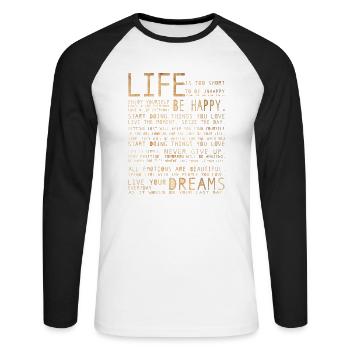 LIFE - T-shirt baseball manches longues Homme - blanc/noir - Devant - Nik (191cm)