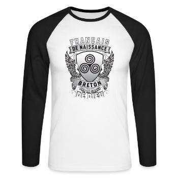 Breton grâce de Dieu - T-shirt baseball manches longues Homme - blanc/noir - Devant - Nik (191cm)