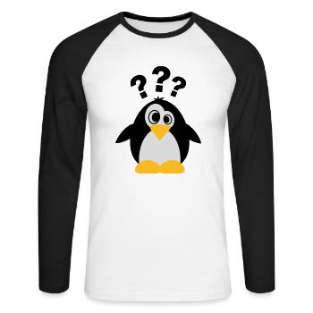 Dummer Pinguin - Unisex Baseballshirt langarm - Weiß/Schwarz - Vorne - Nik (191cm)