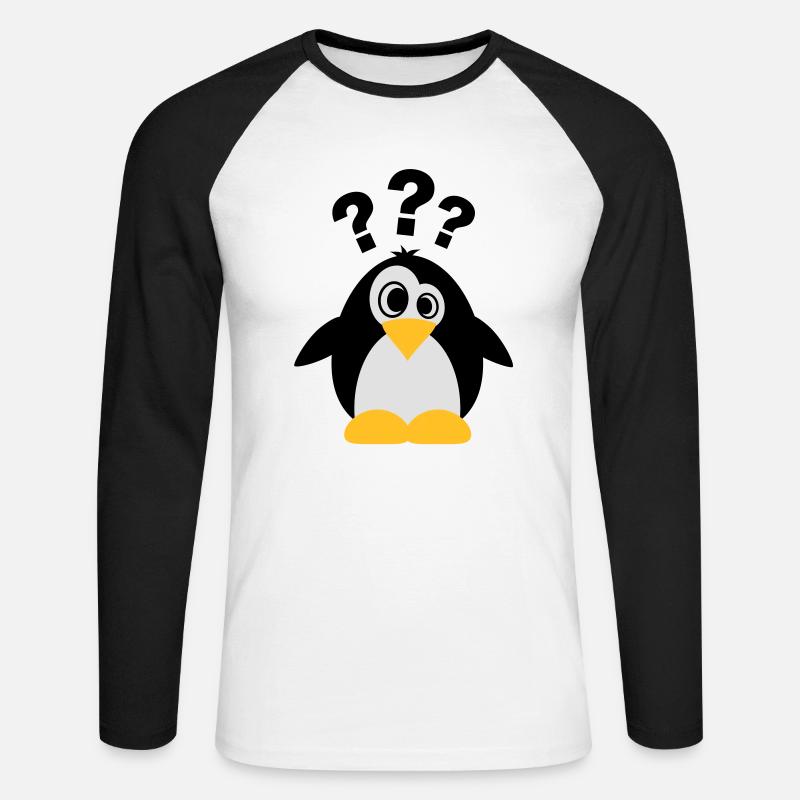 Dummer Pinguin - Unisex Baseballshirt langarm - Weiß/Schwarz