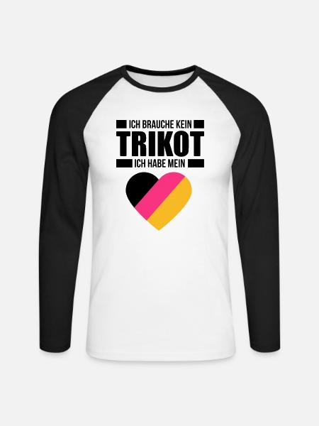Ich brauche kein Trikot - Deutschland Fan Shirt - Langærmet herre-baseballshirt - hvid/sort