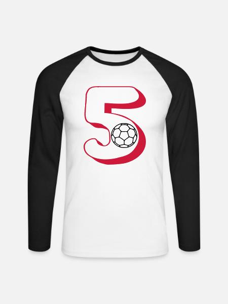 Number 5 handball player - Unisex Long Sleeve Baseball T-Shirt - white/black