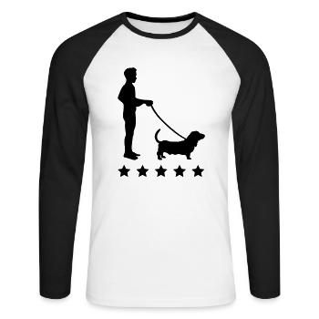 gassi_gehen_sterne_c1 - Unisex Baseballshirt langarm - Weiß/Schwarz - Vorne - Nik (191cm)