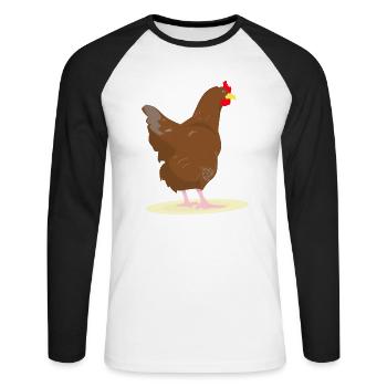 POULET - HAHN - OEUFS - T-shirt baseball manches longues Homme - blanc/noir - Devant - Nik (191cm)