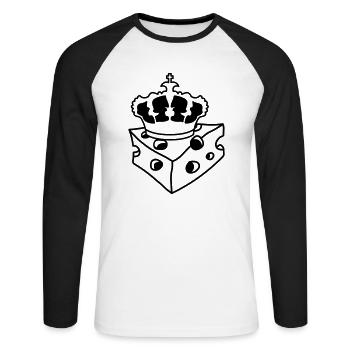 koenig krone koenigin princesse kaese loecher gau - T-shirt baseball manches longues Homme - blanc/noir - Devant - Nik (191cm)
