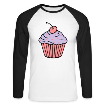 Cupcake - T-shirt baseball manches longues Homme - blanc/noir - Devant - Nik (191cm)