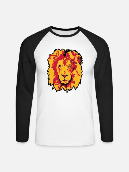 lion - T-shirt baseball manches longues Homme - blanc/noir
