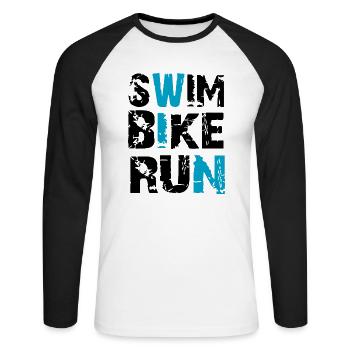 Triathlon - Unisex Long Sleeve Baseball T-Shirt - white/black - Front - Nik (191cm)