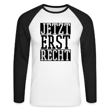 Jetzt erst Recht - Unisex Baseballshirt langarm - Weiß/Schwarz - Vorne - Nik (191cm)