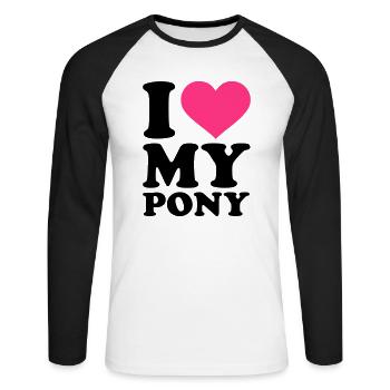I love my Pony - T-shirt baseball manches longues Homme - blanc/noir - Devant - Nik (191cm)