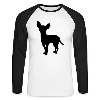 Chihuahua - T-shirt baseball manches longues Homme - blanc/noir - Devant - Nik (191cm)