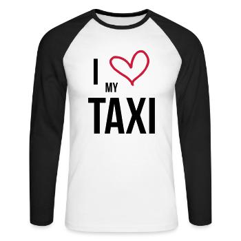 I Love my Taxi - T-shirt baseball manches longues Homme - blanc/noir - Devant - Nik (191cm)