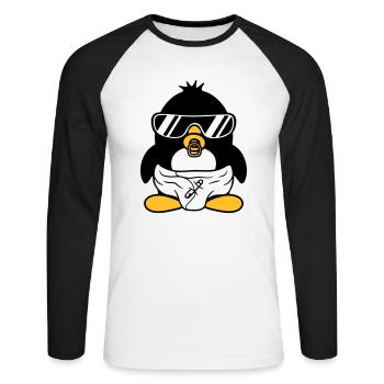 penguin baby child pacifier diaper sunglasses lu - Unisex Long Sleeve Baseball T-Shirt - white/black - Front - Nik (191cm)