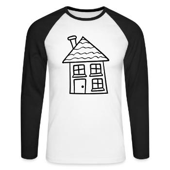 süßes kleines haus häuschen eigenheim bauen bauher - Unisex Baseballshirt langarm - Weiß/Schwarz - Vorne - Nik (191cm)