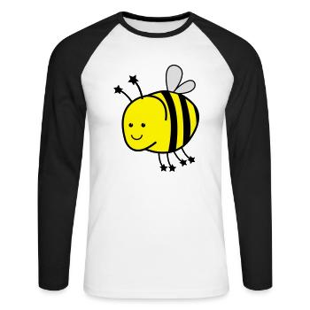 lustige_biene - T-shirt baseball manches longues Homme - blanc/noir - Devant - Nik (191cm)