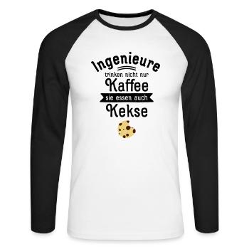 Ingenieure Trinken Nicht Nur Kaffee - Unisex Long Sleeve Baseball T-Shirt - white/black - Front - Nik (191cm)