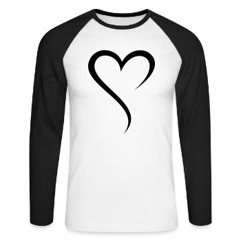 Tourbillons de coeur / tourbillons de coeur (1c) - T-shirt baseball manches longues Homme - blanc/noir - Devant - Nik (191cm)