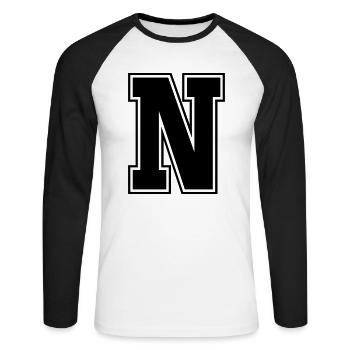 n - Unisex Baseballshirt langarm - Weiß/Schwarz - Vorne - Nik (191cm)