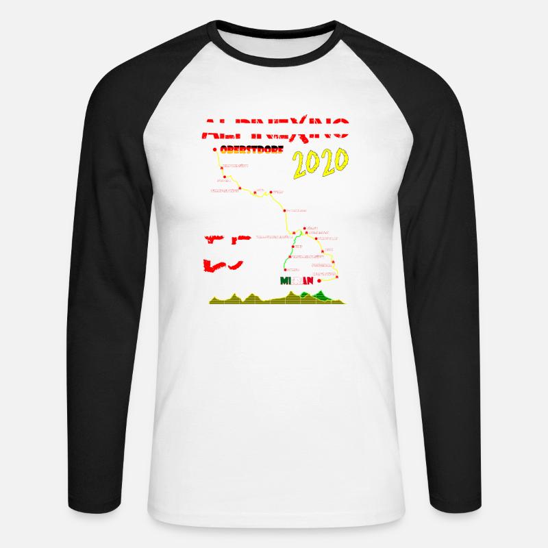 E5 Oberstdorf Meran 2020 - Unisex Baseballshirt langarm - Weiß/Schwarz