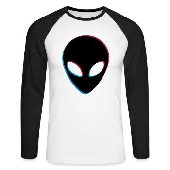 Effet 3D extraterrestre - T-shirt baseball manches longues Homme - blanc/noir - Devant - Nik (191cm)