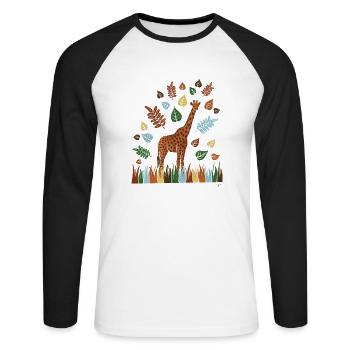 Douce girafe - T-shirt baseball manches longues Homme - blanc/noir - Devant - Nik (191cm)