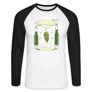 Dorfkinder Momente Hopfen Motiv Lustiger Spruch - Unisex Baseballshirt langarm - Weiß/Schwarz - Vorne - Nik (191cm)