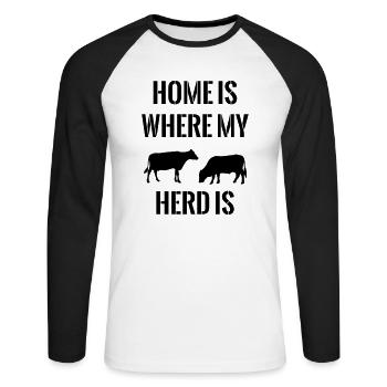 La maison est l’endroit où mon troupeau est des vaches d’élevage vache - T-shirt baseball manches longues Homme - blanc/noir - Devant - Nik (191cm)