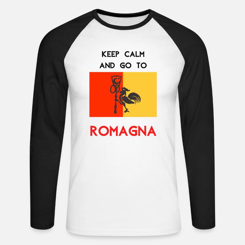 Keep Calm and go to Romagna - Maglia da baseball a manica lunga da uomo - bianco/nero