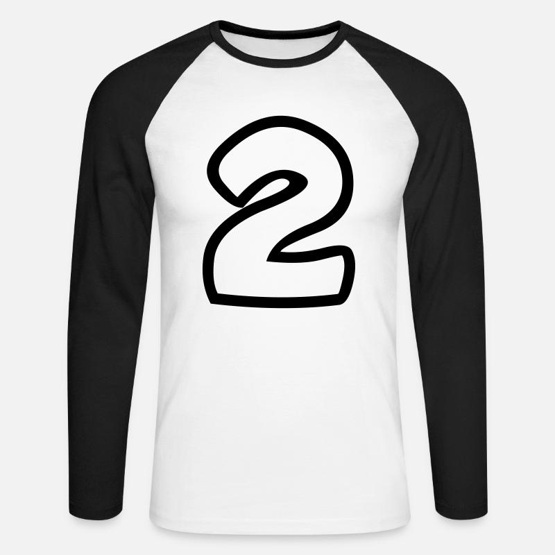 2 - Unisex Baseballshirt langarm - Weiß/Schwarz
