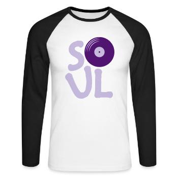 Vinyl Soul Music - Unisex Long Sleeve Baseball T-Shirt - white/black - Front - Nik (191cm)
