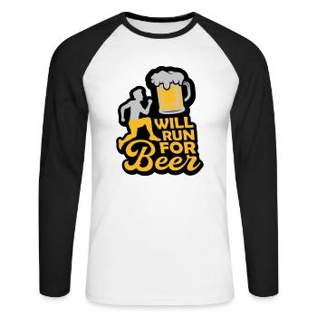 Running for beer - Unisex Long Sleeve Baseball T-Shirt - white/black - Front - Nik (191cm)
