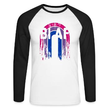 Bi AF Bisexuel LGBTQ Bi Pride LGBT Funny Pride - T-shirt baseball manches longues Homme - blanc/noir - Devant - Nik (191cm)