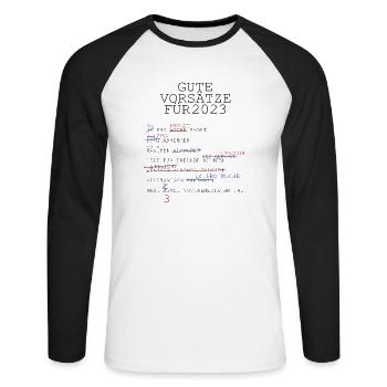 2023 Gute Vorsätze Silvester Neujahr - Unisex Baseballshirt langarm - Weiß/Schwarz - Vorne - Nik (191cm)